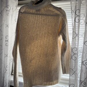 Abercrombie & Fitch Cream Open-Weave Turtleneck Sweater